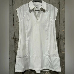 ATHLETA Performance Poplin Dress Small | White #601542 Has Pockets!